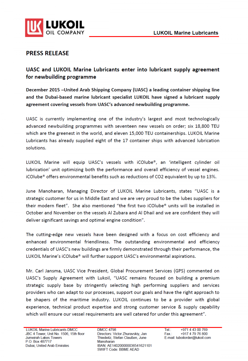 Lukoil PRESS RELEASE